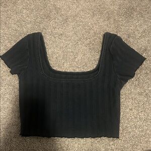 Aerie Black Ribbed Crop Top